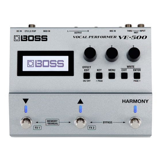 Boss Vocal Performer VE-500 Mode D'emploi