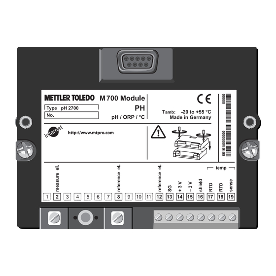 Mettler Toledo ph 2700X Mode D'emploi