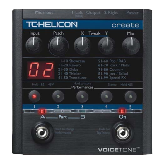 TC-Helicon VoiceTone Create Mode D'emploi