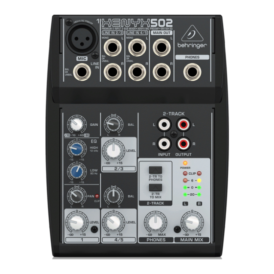 Behringer XENYX 502 Manuel D'utilisation