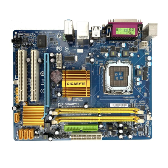 Gigabyte GA-G31M-ES2L Manuel D'utilisation