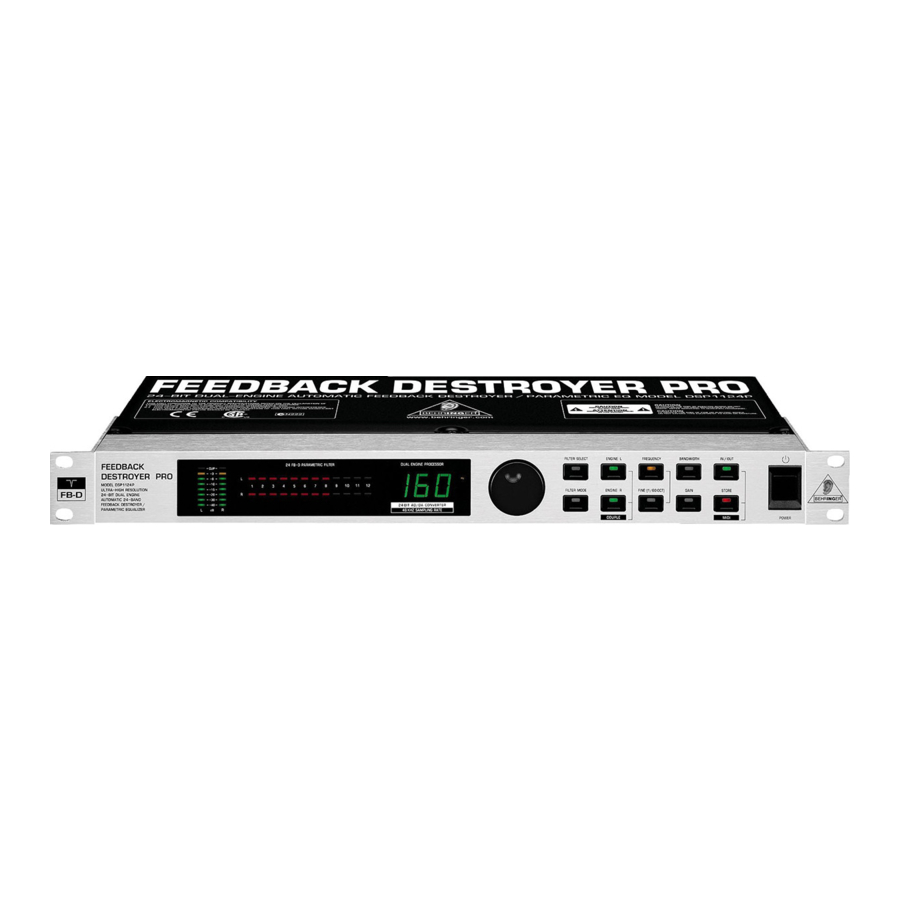 Behringer FEEDBACK DESTROYER PRO DSP1124P Notice D'utilisation