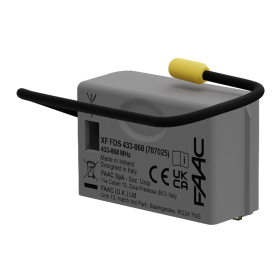 FAAC XF FDS 433 Mode D'emploi