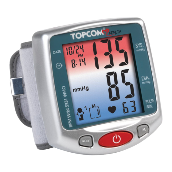 Topcom BPM WRIST 5331 WHO Manuel D'utilisateur