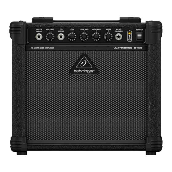 Behringer ULTRABASS BT108 Guide De Démarrage Rapide