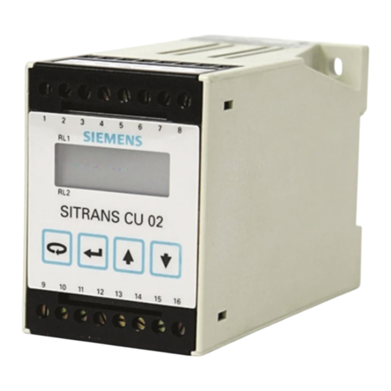Siemens SITRANS CU02 Instructions De Service