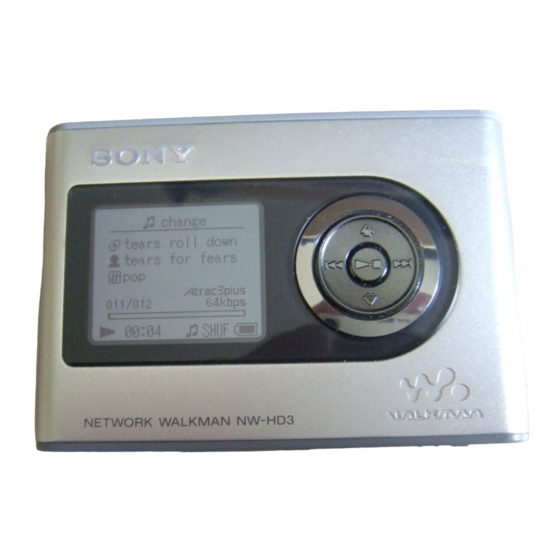 Sony WALKMAN NW-HD3 Mode D'emploi