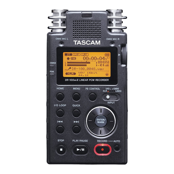 Tascam DR-100 Mode D'emploi