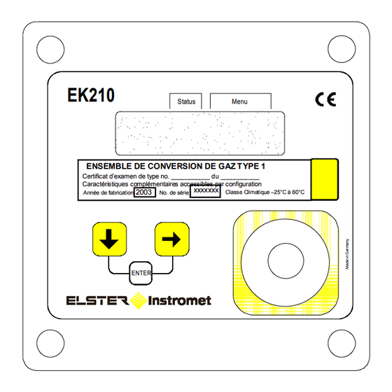 Elster Instromet EK210 Instructions De Service