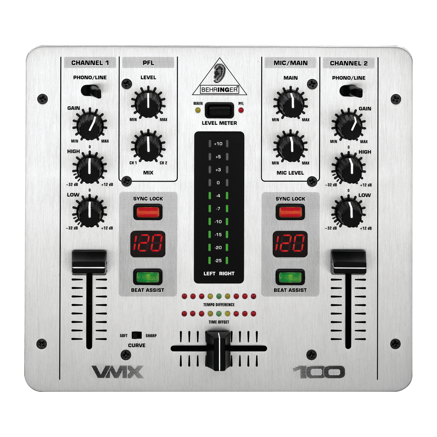 Behringer VMX100 Notice D'utilisation