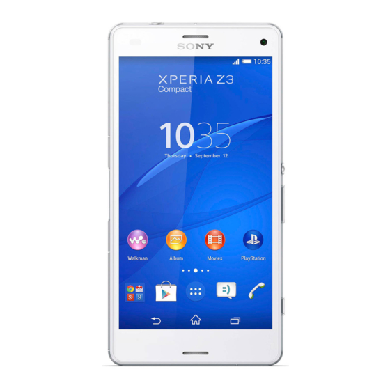 Sony Xperia Z3 Guide De L'utilisateur