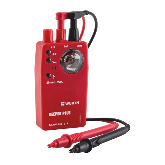 Würth BEEPER PLUS Mode D'emploi Original