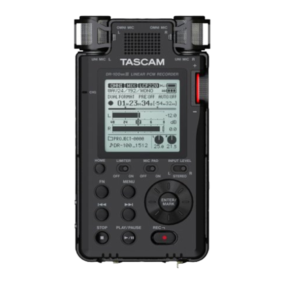 Tascam DR 100 MK III Mode D'emploi