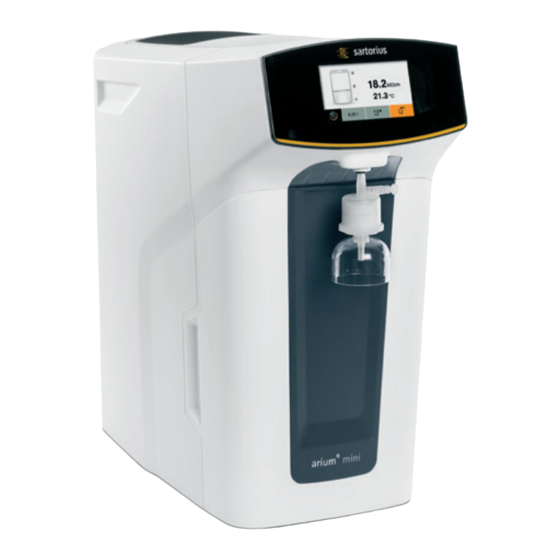 Sartorius arium mini plus H20-MA-UV-T Mode D'emploi