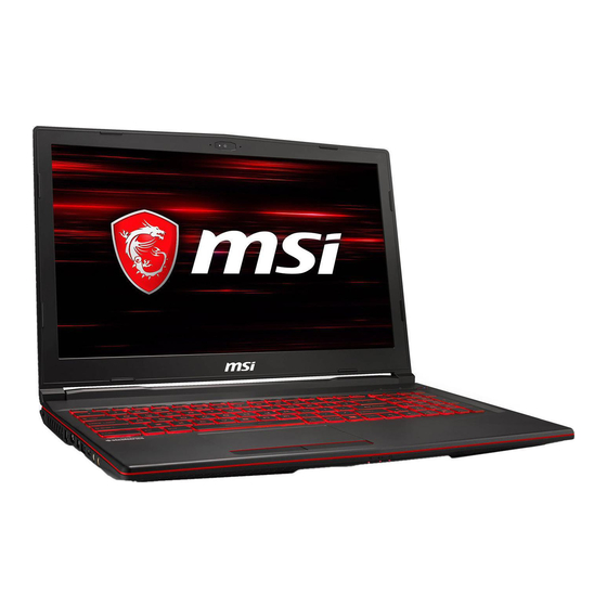 MSI GL63 8SD-462FR Manuel D'utilisation