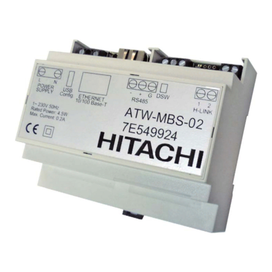 Hitachi ATW-MBS-02 Manuel D'installation Et De Fonctionnement