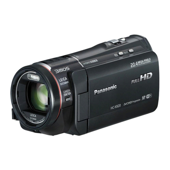 Panasonic HC-X920 Mode D'emploi