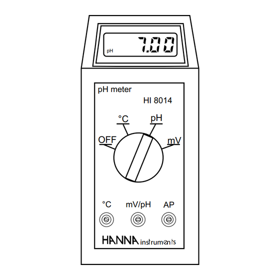 Hanna Instruments HI 8014 Manuel D'utilisation