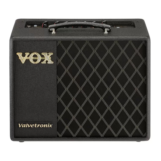VOX Amplification VT20X Manuel D'utilisation