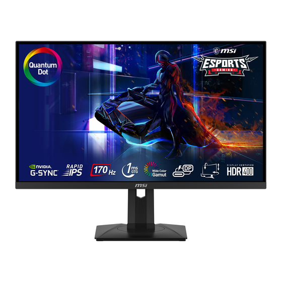 MSI G274QPF E2 Guide D'utilisation
