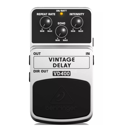 Behringer VINTAGE DELAY VD400 Mode D'emploi