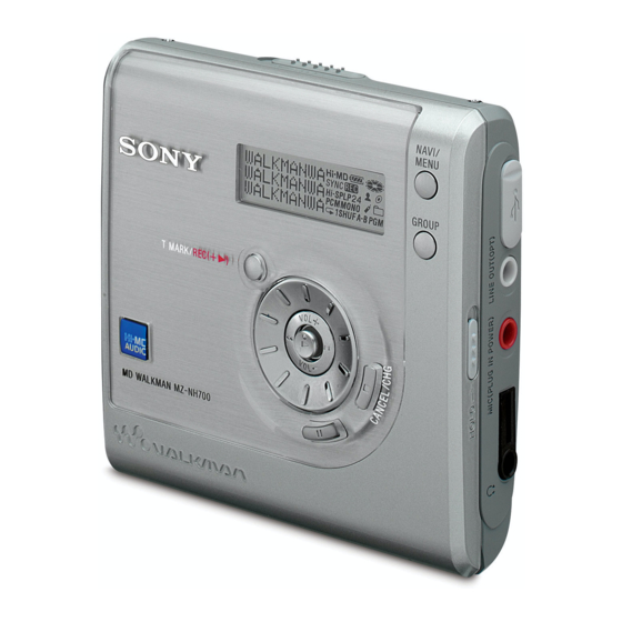 Sony Walkman MZ-NH700 Mode D'emploi