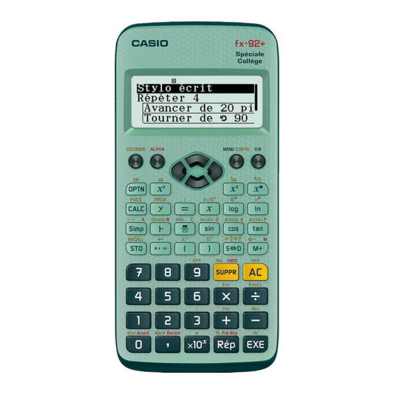 Casio fx-92+ Mode D'emploi