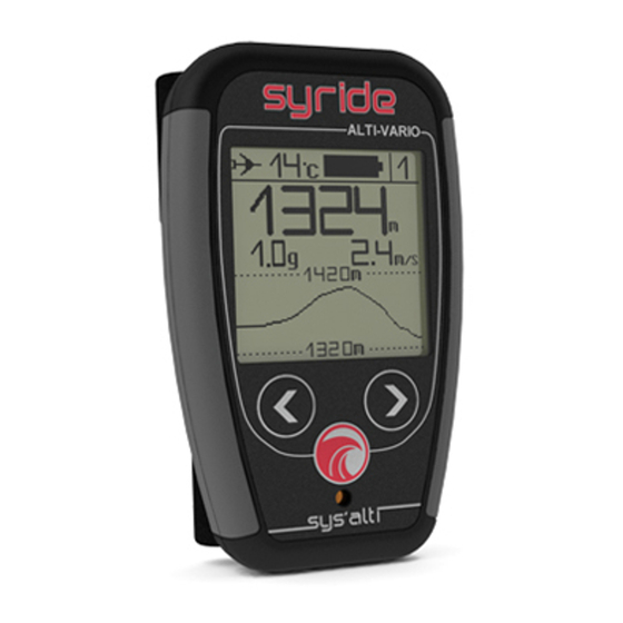 Syride SYS'Alti Guide D'utilisation