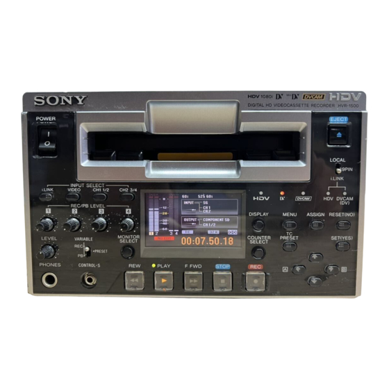 Sony HVR-1500 Mode D'emploi