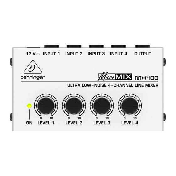 Behringer MicroMIX MX400 Guide Rapide