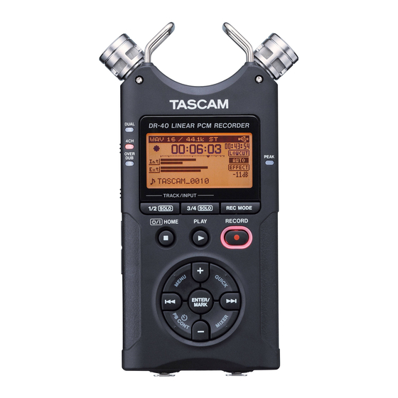 Tascam DR-40 Mode D'emploi