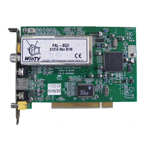 Hauppauge WinTV Manuel D'installation Et De Référence