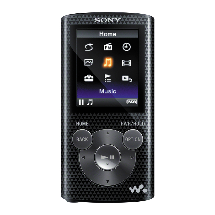 Sony Walkman NWZ-E383 Manuel D'aide