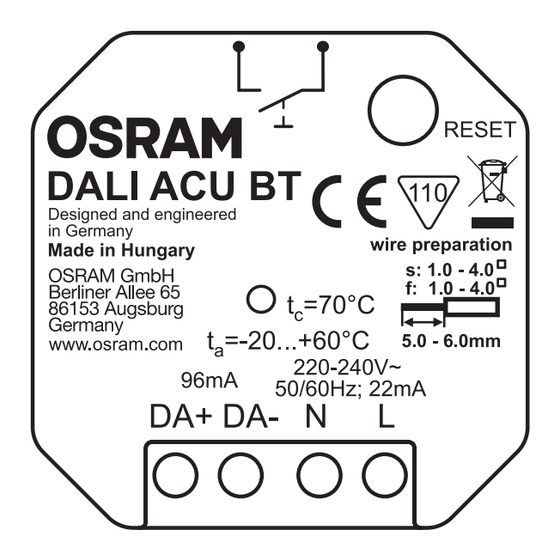 Osram DALI ACU BT Control Mode D'emploi