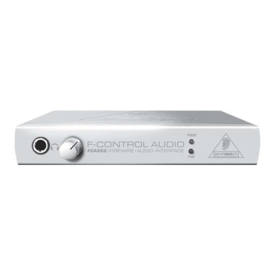 Behringer F-CONTROL AUDIO FCA202 Manuel D'utilisation