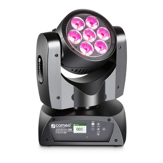 Cameo AUROBEAM 150 UNLIMITED MOVING HEAD WITH 7 X 15W RGBW LEDS CLABEAM150 Manuel D'utilisation