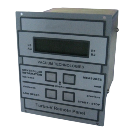 Agilent Technologies Turbo-V Remote Panel Notice De Mode D'emploi