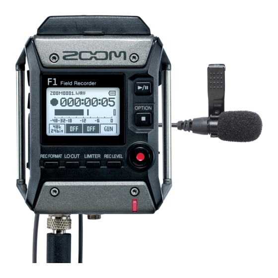 Zoom F1 Field Recorder Mode D'emploi