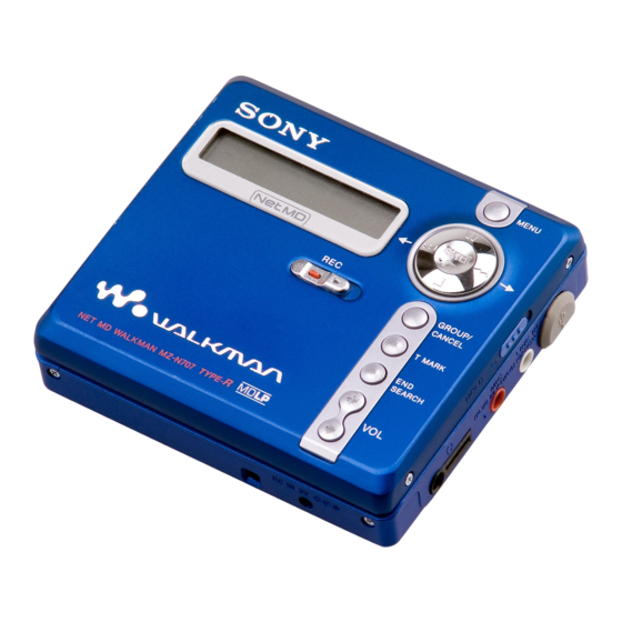 Sony Walkman MZ-N707 Mode D'emploi