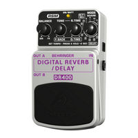 Behringer DIGITAL REVERB/DELAY DR400 Mode D'emploi