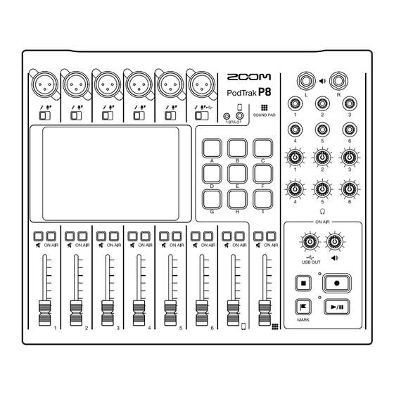 Zoom P8 PodTrak Guide De Prise En Main