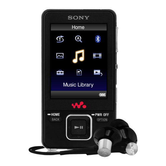 Sony Walkman NWZ-A826 Mode D'emploi