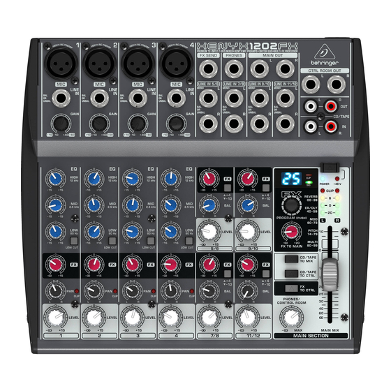 Behringer XENYX 1202FX Manuel D'utilisation