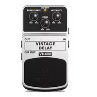 Behringer VINTAGE DELAY VD400 Mode D'emploi