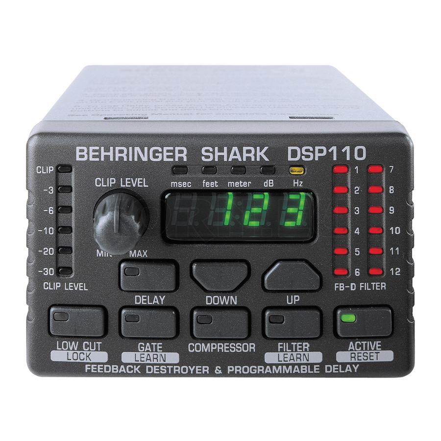 Behringer Shark DSP110 Notice D'utilisation