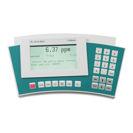 Metrohm 780 pH Meter Mode D'emploi