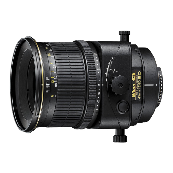 Nikon PC-E Micro NIKKOR 45mm f/2.8D ED Manuel De L'utilisateur