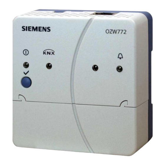 Siemens OZW772.01 Instructions De Mise En Service