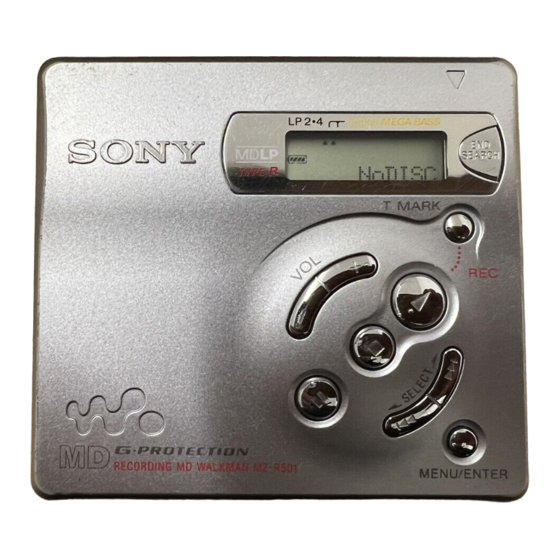 Sony WALKMAN MZ-R501 Mode D'emploi