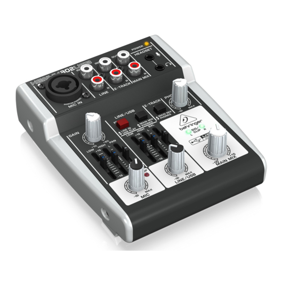 Behringer XENYX 302USB Guide De Démarrage Rapide